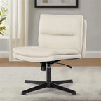 Chaise de bureau sans accoudoirs en similicuir blanc avec fonction bascule et base en métal – 1 personne