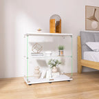 Vitrine à 2 portes en verre trempé, blanc/noir, avec 2 étagères réglables – Simple