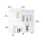 Vitrine à 2 portes en verre trempé, blanc/noir, avec 2 étagères réglables – Simple
