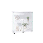 Vitrine à 2 portes en verre trempé, blanc/noir, avec 2 étagères réglables – Simple