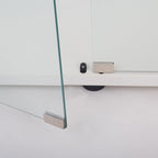 Vitrine à 2 portes en verre trempé, blanc/noir, avec 2 étagères réglables – Simple