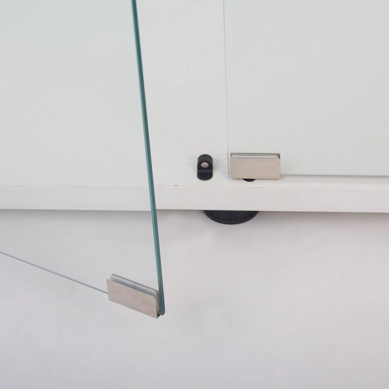 Vitrine à 2 portes en verre trempé, blanc/noir, avec 2 étagères réglables – Simple