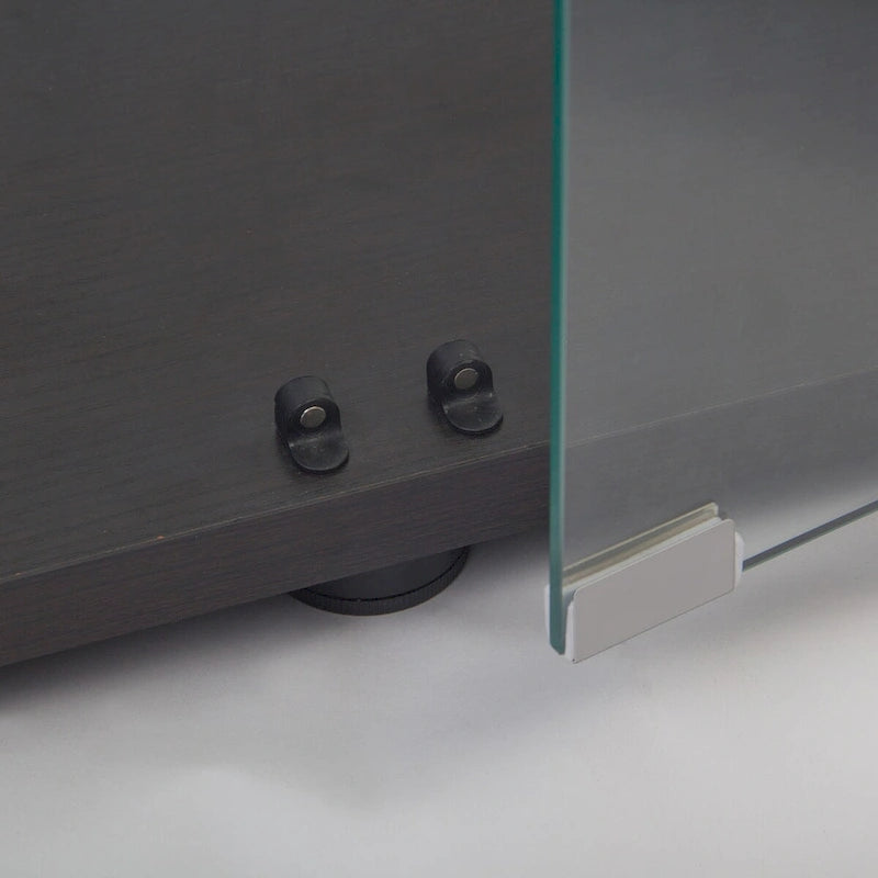 Vitrine à 2 portes en verre trempé, blanc/noir, avec 2 étagères réglables – Simple