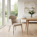 Chaise de salle à manger en similicuir végane avec accoudoirs – Beige / Or rose, unitaire