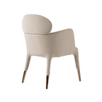 Chaise de salle à manger en similicuir végane avec accoudoirs – Beige / Or rose, unitaire
