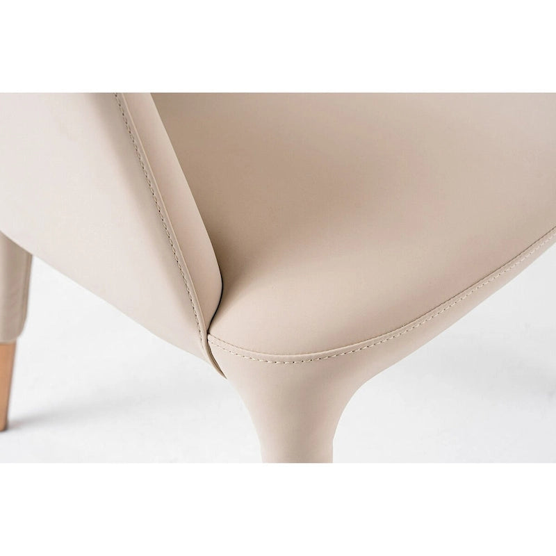 Chaise de salle à manger en similicuir végane avec accoudoirs – Beige / Or rose, unitaire