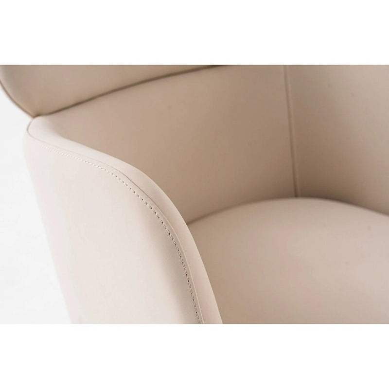Chaise de salle à manger en similicuir végane avec accoudoirs – Beige / Or rose, unitaire