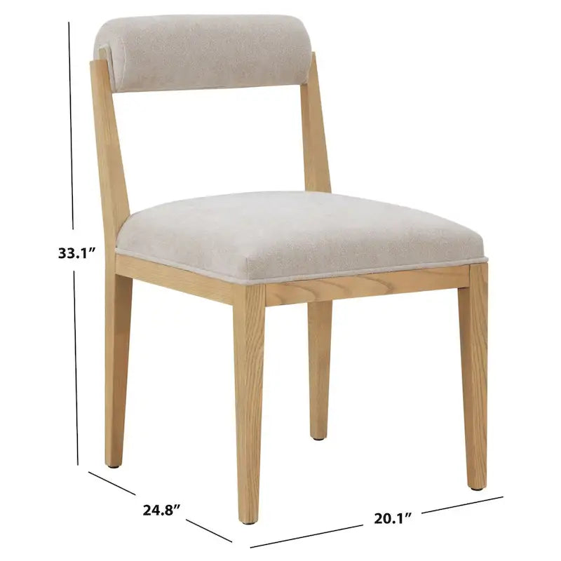 Chaise de salle à manger en lin à dossier roulé – Taupe / Naturel, pièce unique