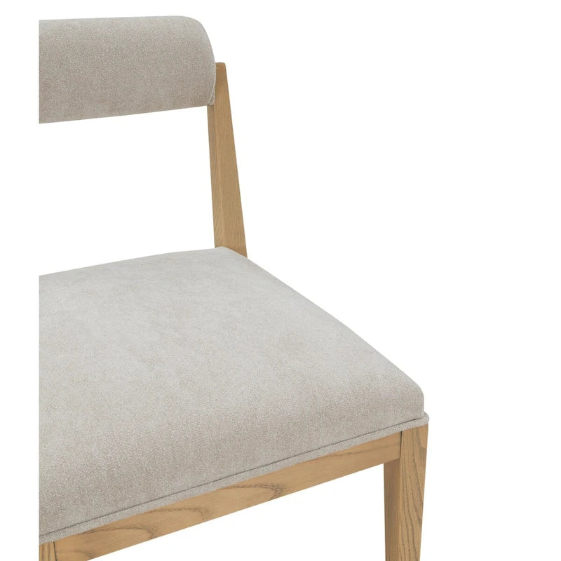 Chaise de salle à manger en lin à dossier roulé – Taupe / Naturel, pièce unique
